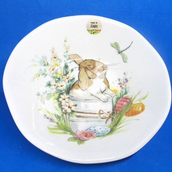 Effetti D'Arte Easter Bunny Rabbit Bowl 8 7/8" Made In Italy - Picture 1 of 7